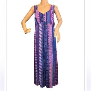 Elegant Purple and Blue Maxi Dress Size Large New